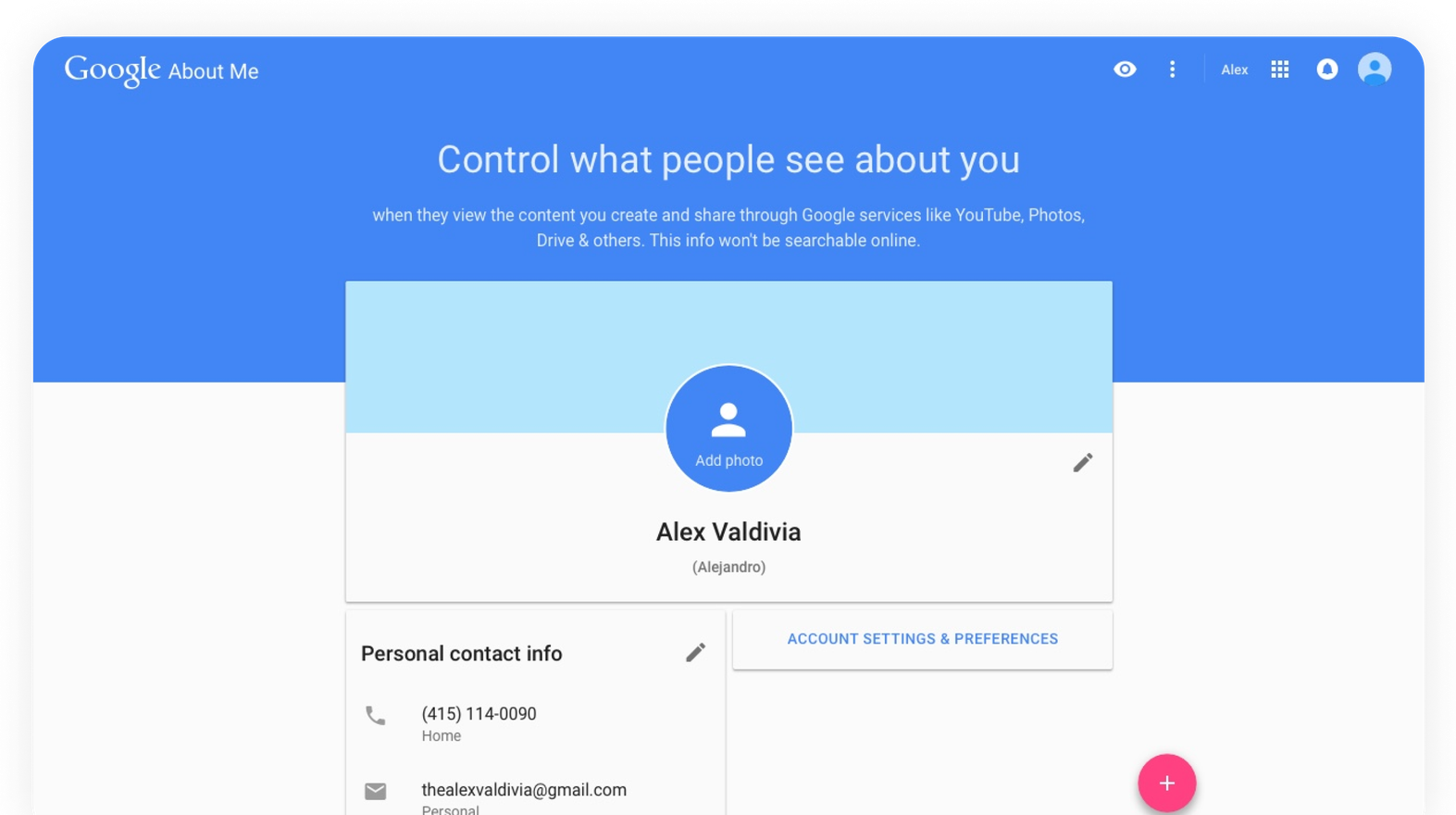Google About Me empty state