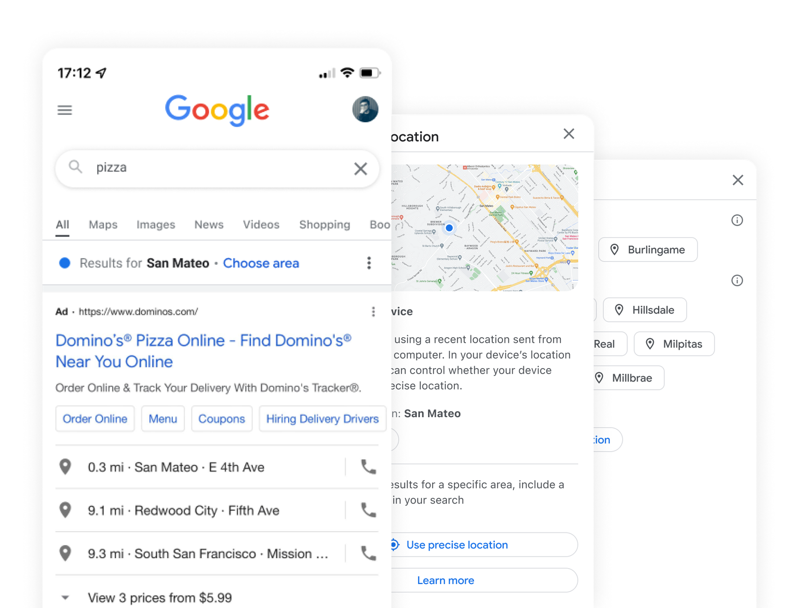 Location on Search overview