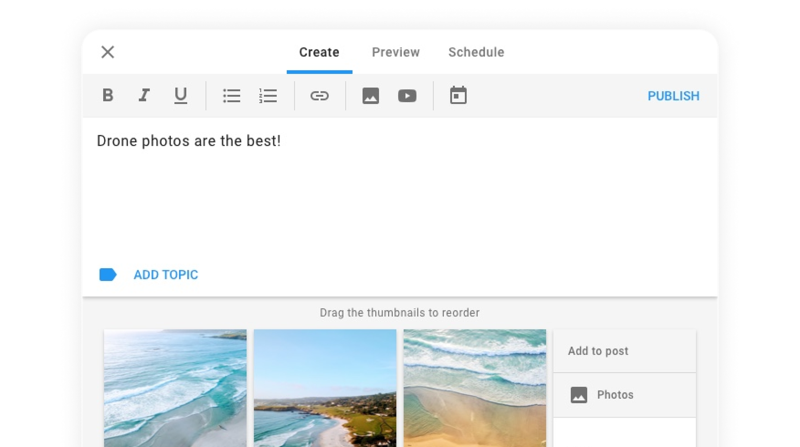 Posts on Google create text